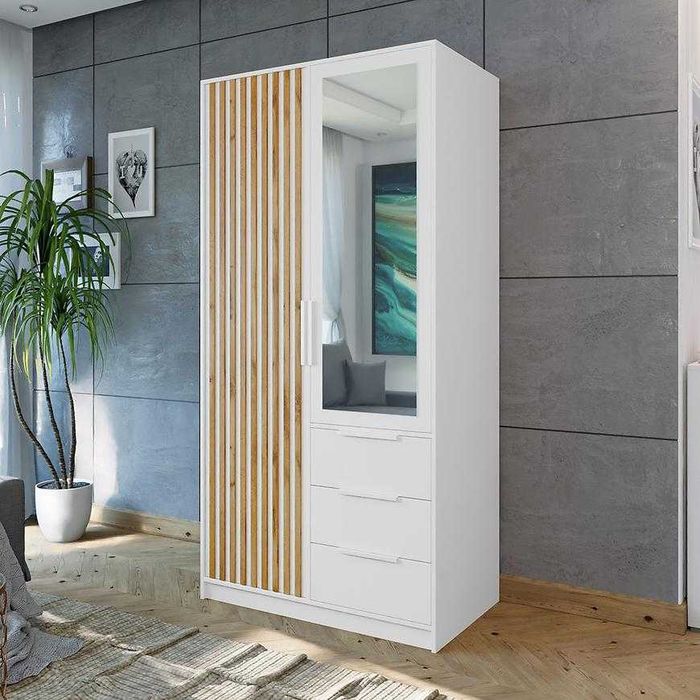 Bali D2 Lux z opcją nadstawki Szafa 100 cm(lustro,lamele,szuflady)