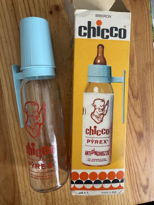 Скляна дитяча пляшечка Chicco Pyrex (ретро, з коробкою)