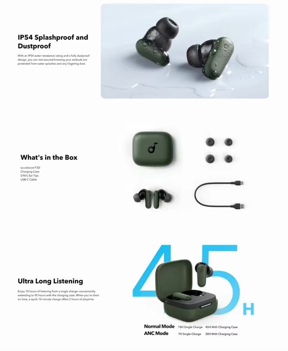 ОРИГІНАЛ!! Anker Soundcore P30i, Глобальна версія!, IP54, ANC, НОВІ!!