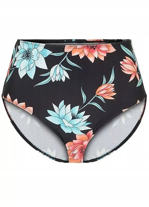B.P.C. figi bikini czarne w kwiatki wysoki stan ^40