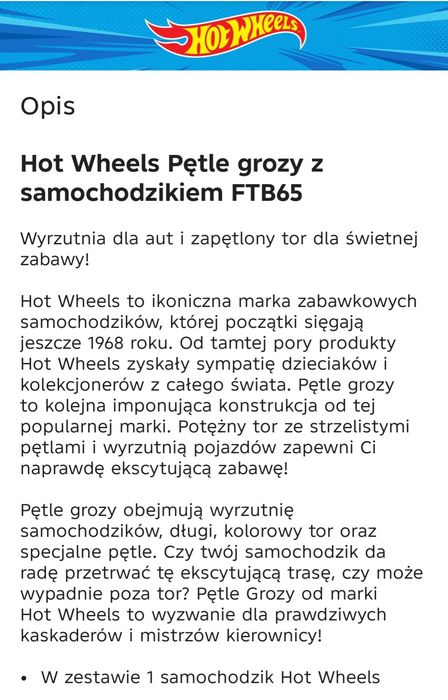 Tory Hot Wheels.     PĘTLE  GROZY