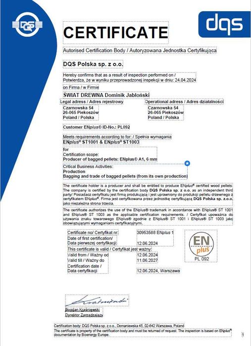 PELLET PELET LEGNO PREMIUM sprawdź najwyższą jakość