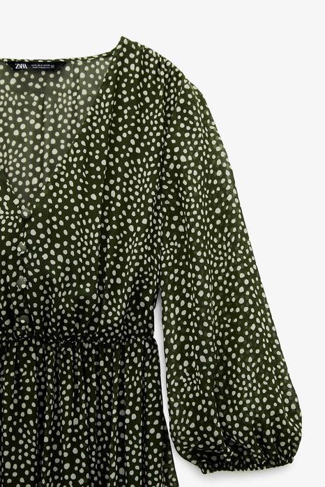Zara Luksusowa SUKIENKA w kropki zielona S