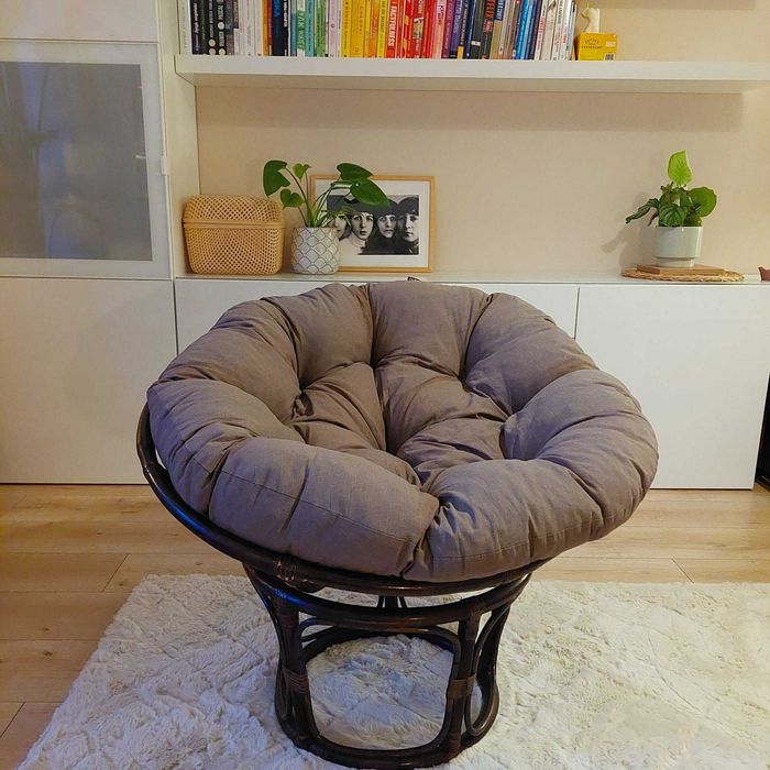 Fotel rattanowy z grubą poduszką – średnica 80 cm