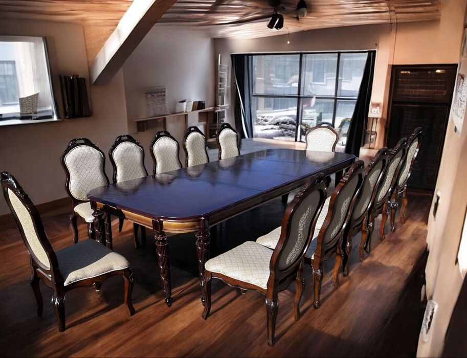 Piękny Komplet Stół Stanley w stylu Klasycznym i 12 krzeseł