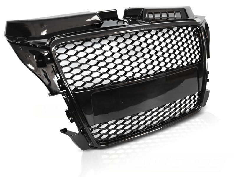 Grelha frontal em preto piano brilhante para Audi a3 8P 08-12 HATCHBACK / SPORTBACK / CABRIO RS3 look com suporte para símbolo
