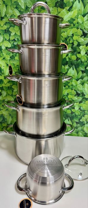 Duży zestaw garnków.12el.  grube dno. Każda kuchenka. Nowy