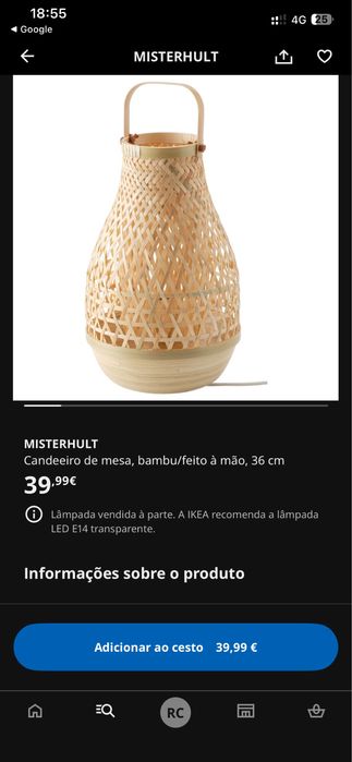 Candeeiro Ikea MISTERHULT
