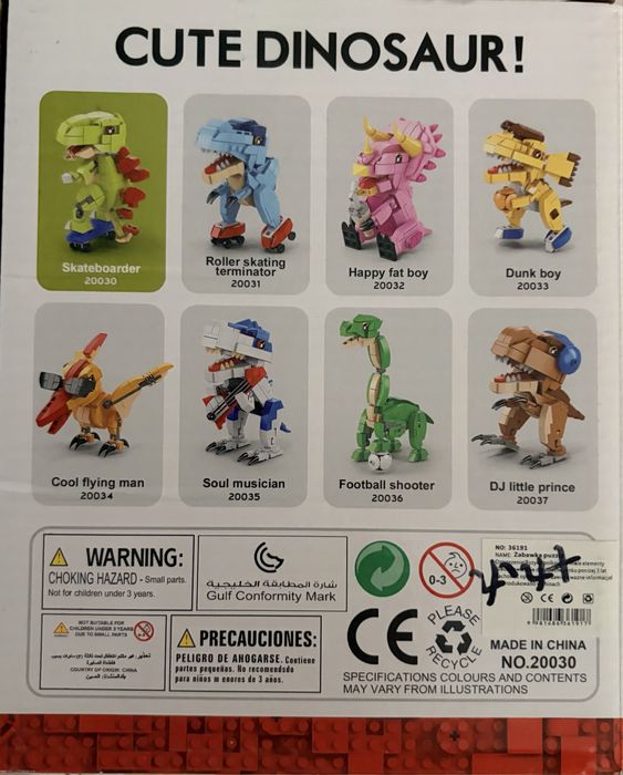 Klocki Pingao Blocks NO.20030 Dinosaur „Skateboarder” 200pcs/pza 6+