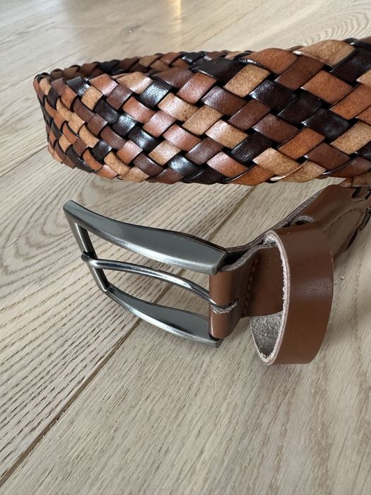 Pasek pleciony skórzany