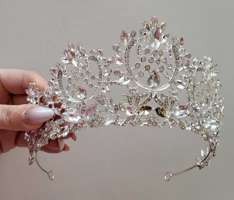 Srebrna Korona diadem kryształy swarovski