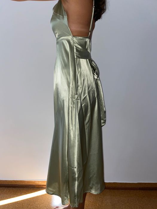 Vestido Shein verde acetinado M