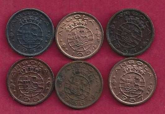 ANGOLA EX-COLONIA  50 CENTAVOS BRONZE  6  MOEDAS