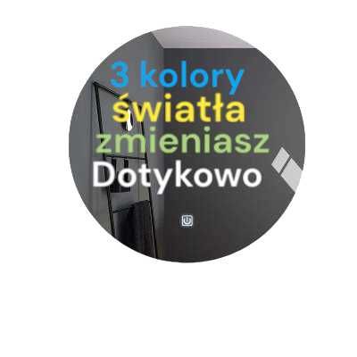 Lustro okrągłe podswietlane na dotyk ked zmienne 3 kolory fi : 90