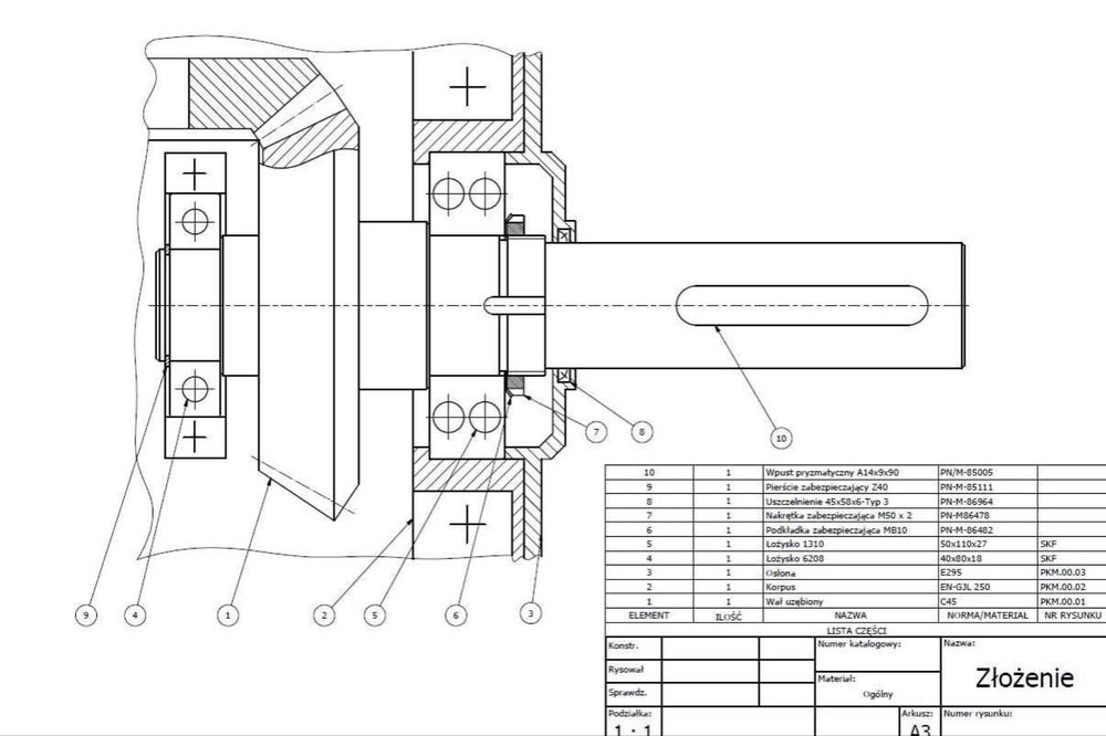 Rysunki techniczne PKM projekty PKM korepetycje projekt