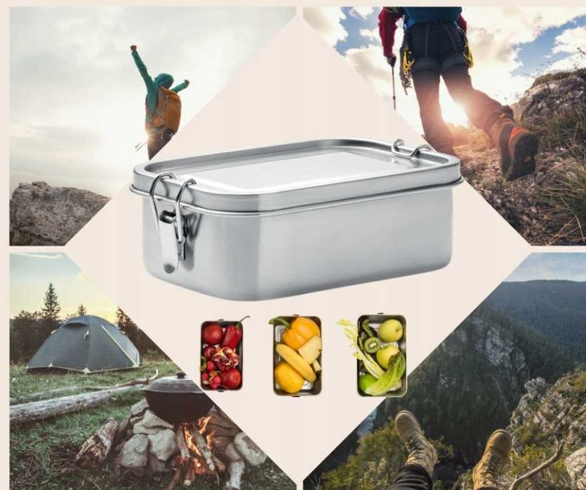 Przenośny pojemnik na lunch ze stali nierdzewnej 550ml 2szt