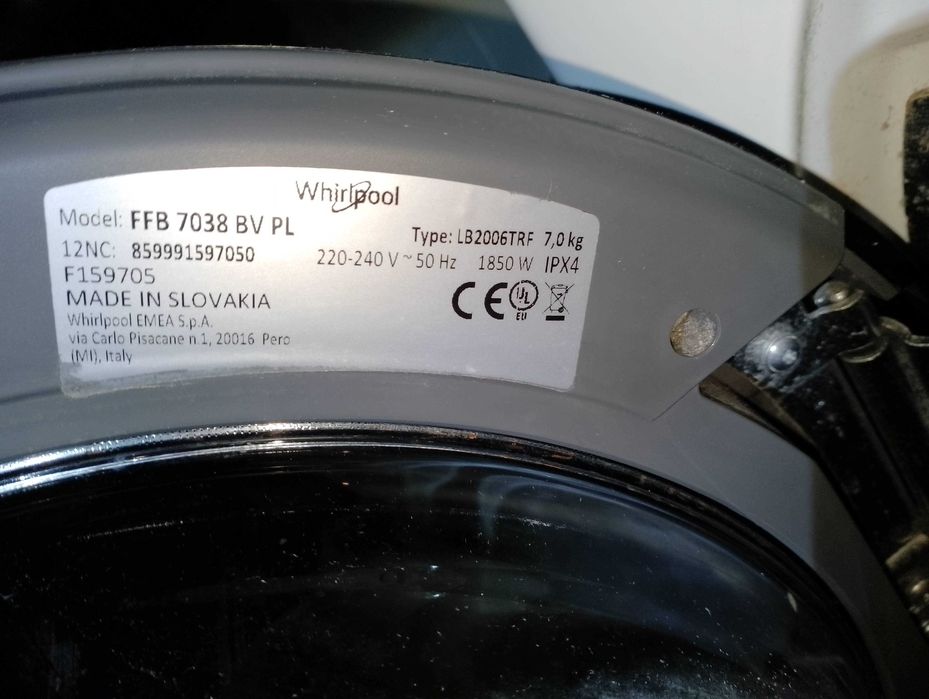 Pralka WHIRLPOOL FFB 7038 PL uszkodzona