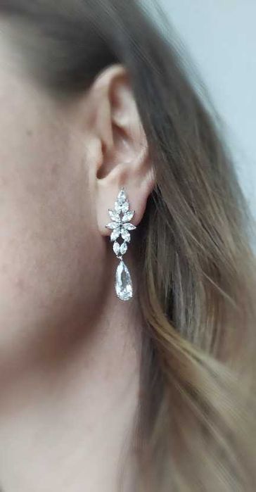 Kolczyki i bransoletka ślubne z kryształkami