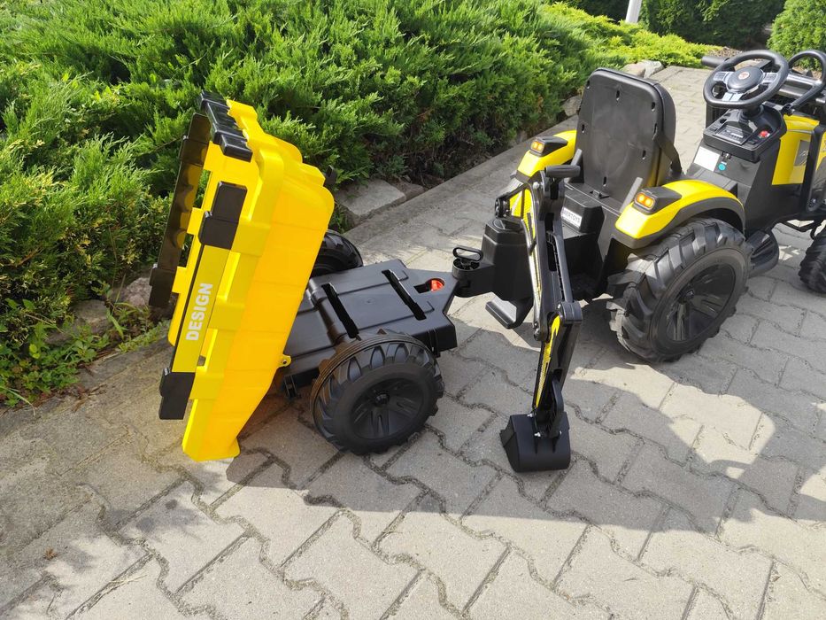 Wielki Traktor T720 Koparka 24V z Przyczepka | 2x200W | Pilot | EVA | Dla dzieci 2-6 lat