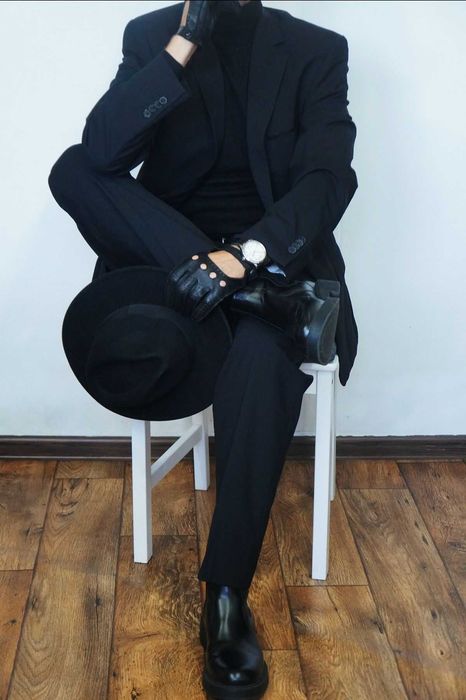 Lagerfeld garnitur męski 50/M-L czarny głęboki 97% wełna Lanificio