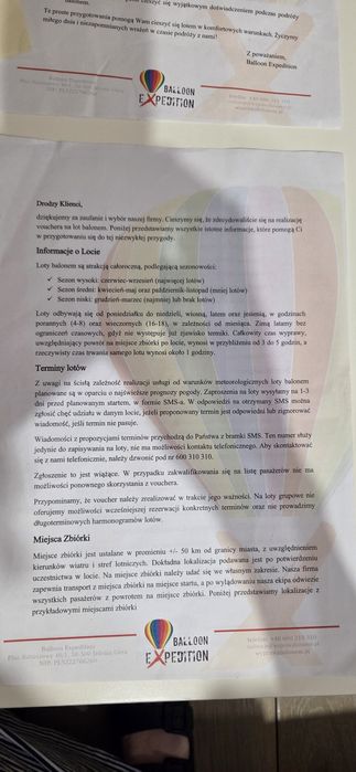 Lot balonem Voucher