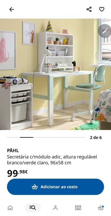 Secretária IKEA PÅHL com módulo de prateleiras – Excelente estado