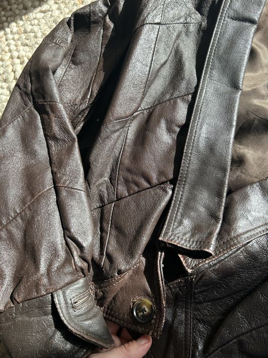 Brązowa patchorkowa skórzana kurtka Vinnci