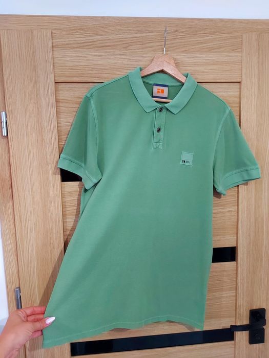 Bawełniana męska oryginalna koszulka polo Tshirt Hugo Boss Orange M L