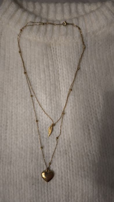 Naszyjnik podwójny krawatka celebrytka zloty