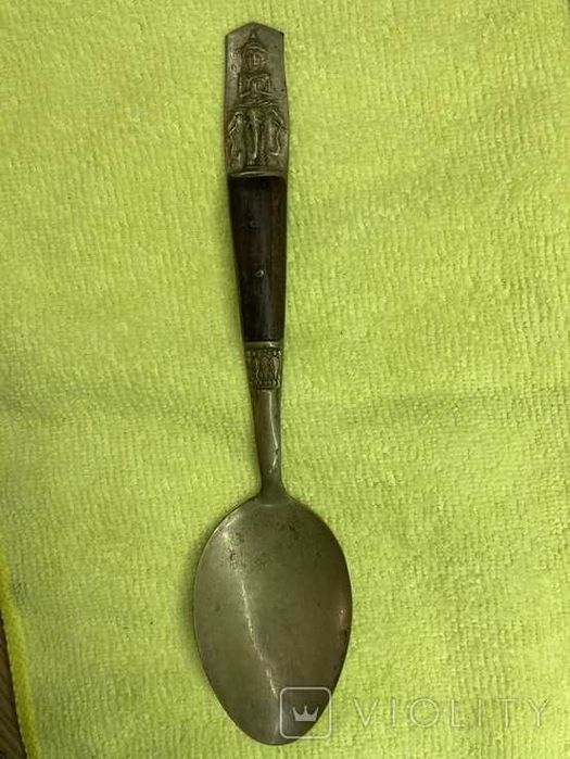 старинная столовая ложка никель-бронза .