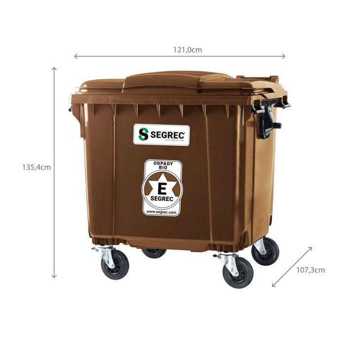 SEGREC Zestaw 4 Kosze 1100L Classic Bio (Niebieski/Zielony/Żółty/Brąz)