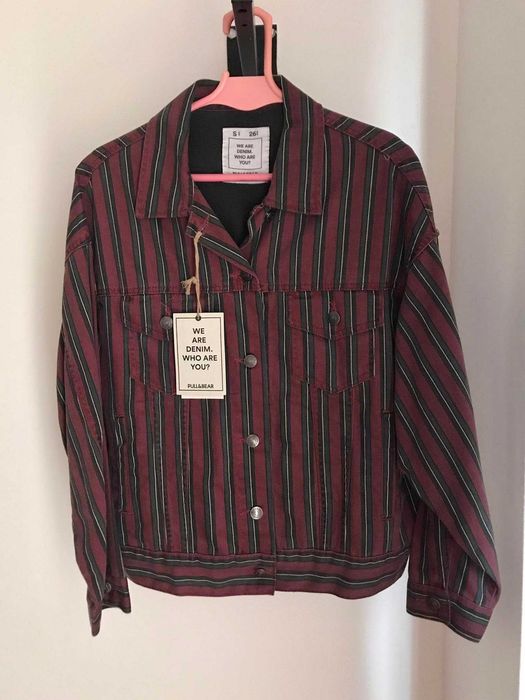 casaco de ganga homem pull&bear blusao vermelho