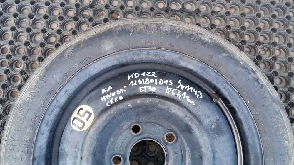 Kia Ceed Ii Hyundai  Koło Dojazdowe 125/80 Et30 R15 5X114,3