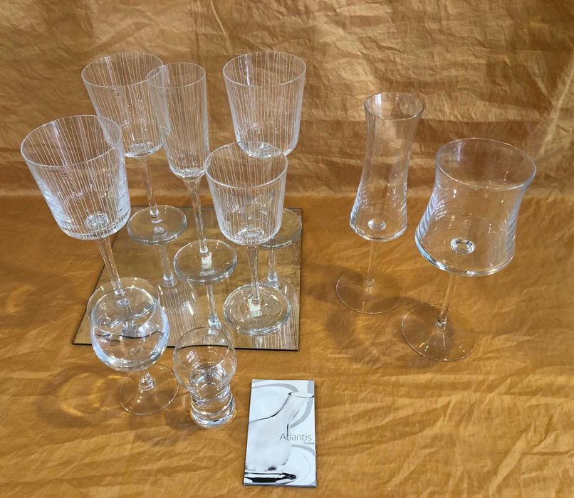 conjunto de artigos em cristal da marca atlantis - tudo c/ 50% de desconto