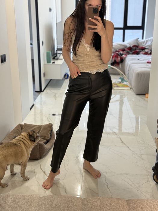 Шкіряни  чорні штани манго