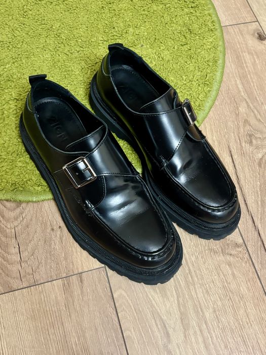 Loafery Półbuty ZIGN, Rozmiar 41, Czarne Gruba Podeszwa