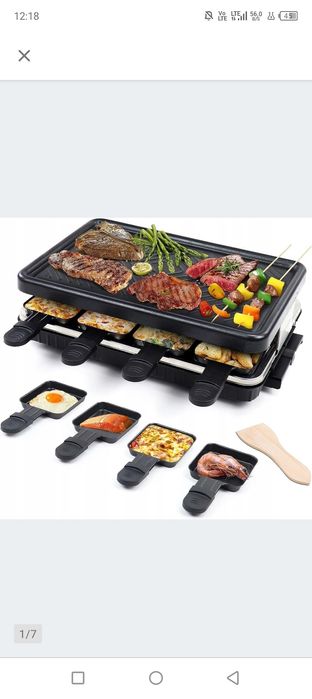Elektryczny grill raclette +  8 Patelek