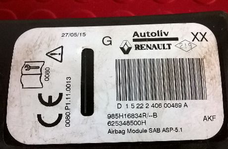 Airbag Banco Esquerdo - 985H16834R - RENAULT CLIO IV (BH_)