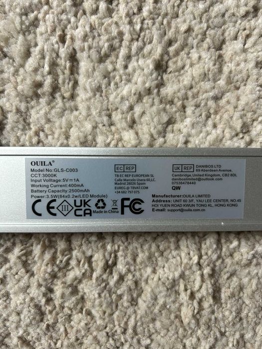 2 LED com sensor de movimento, 41 cm, 3 modos de cor, 2500 mAh USB recarregável