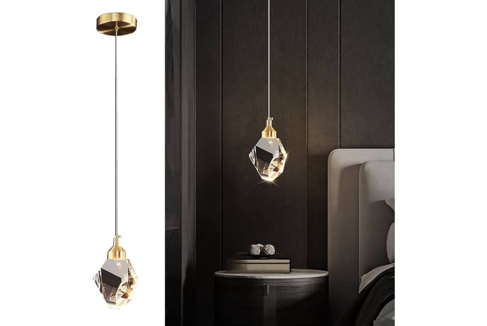 Kryształowa Lampa Wisząca Led Nowoczesna Kolor Złoty