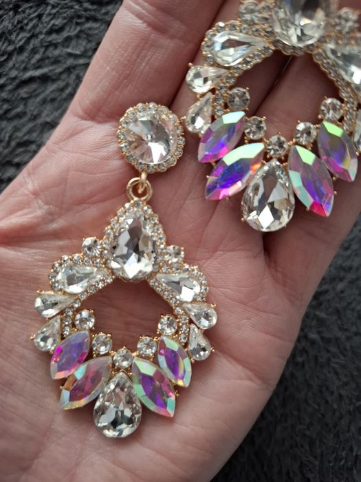 Kolczyki glamour kryształowe holo kryształki cyrkonie