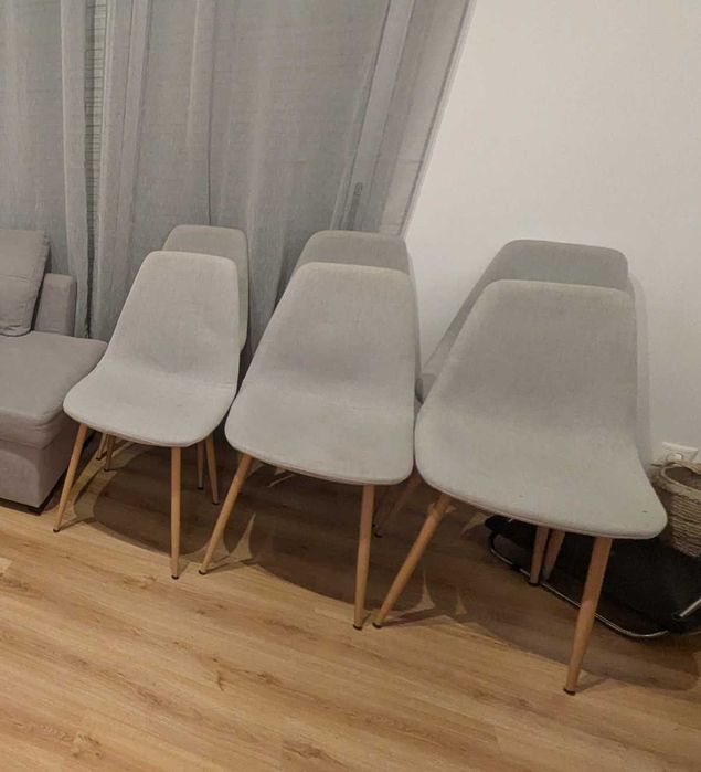 Conjunto 6 Cadeiras ROKA HOMA – Cinza Claro (Design Nórdico)