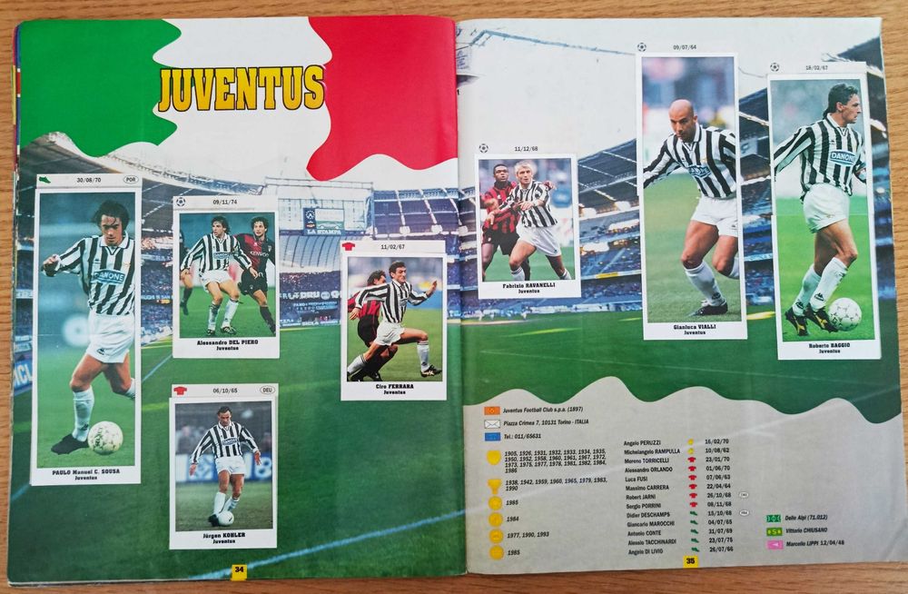 Caderneta SL Italy (no Panini) Eurocaps Stars Parade 94-95