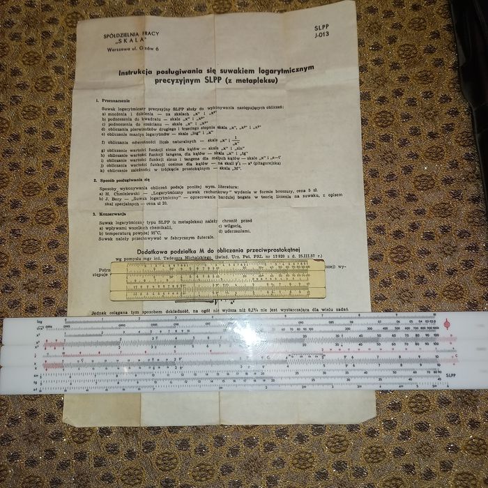 Suwak logarytmiczny z instrukcją