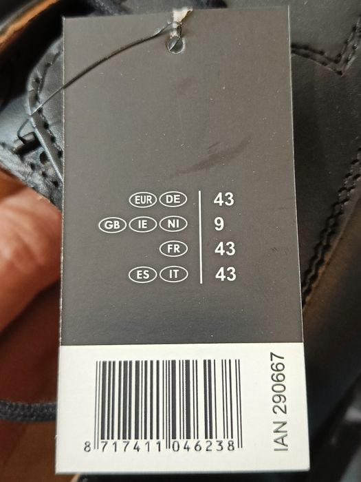 NOWE | Skórzane półbuty męskie LIVERGY, r. 43, czarne, wizytowe/biznes