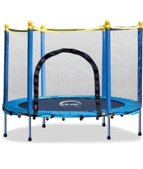 Батут дитячий 140см King Sport із захисною сіткою, 6 опорних ніжок Blue