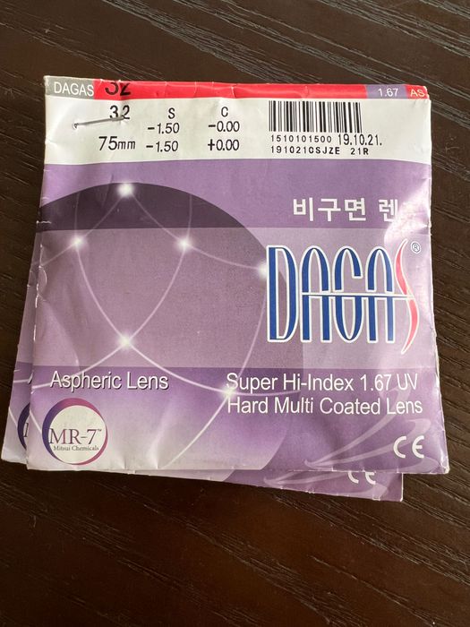 Продам линзы для очков Dagas -1,5