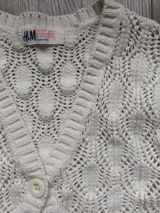 Sweterek bolerko ecru beżowe 134/140 h&m