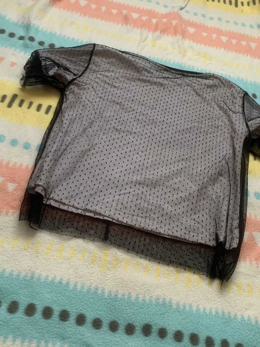 Biała bluzka koszulka L z siatką koronką