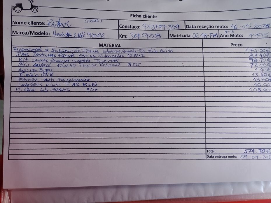 Honda CBR RR 900 FIREBLADE ano 95